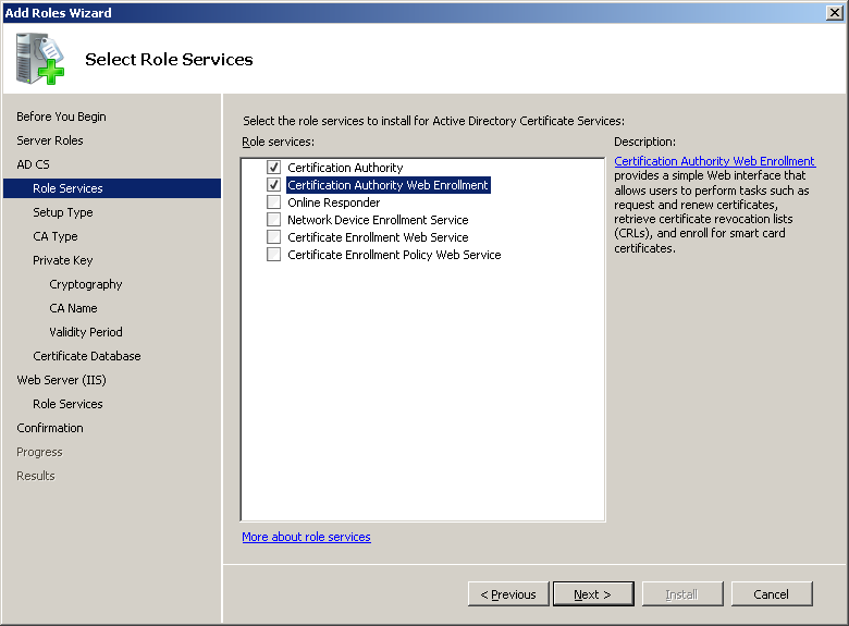 Active Directory Certificate Services (AD CS) - Select Role Services